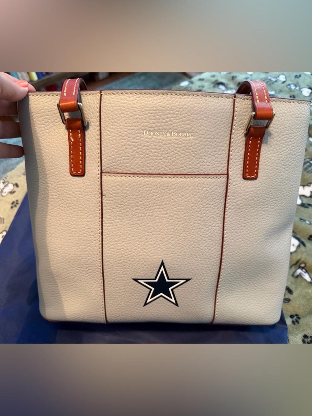 Dallas Cowboys Dooney & Bourke Cream Interior Tote with Brown Trim